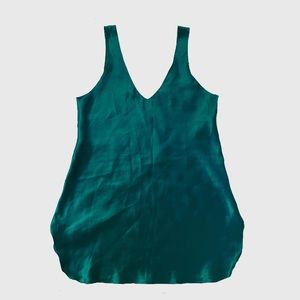 Vintage Frederick’s of Hollywood Emerald Green Satin Mini Slip Dress Size M